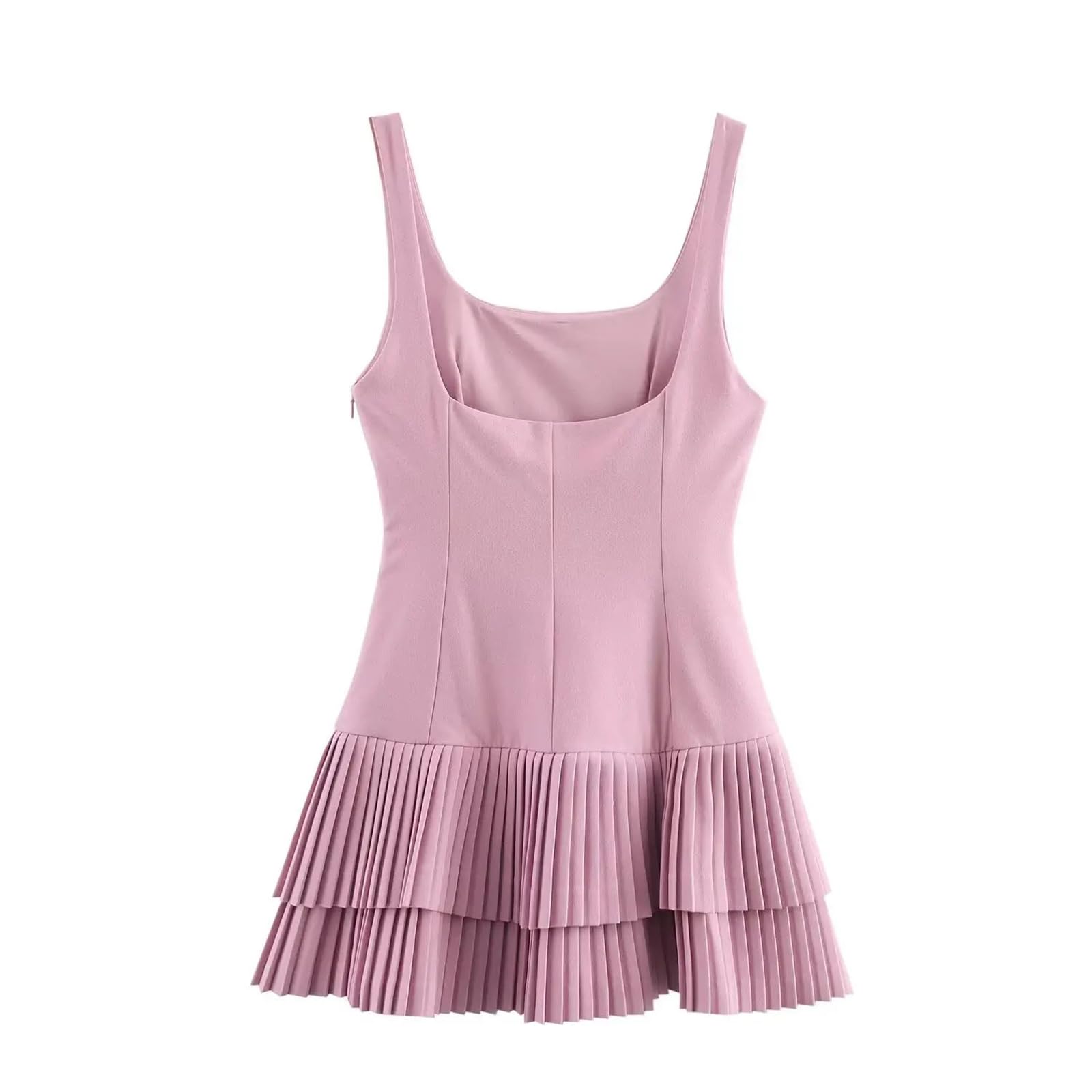 Vestido largo plisado de tirantes para mujer, corte ajustado, sin mangas, vestido informal de fiesta