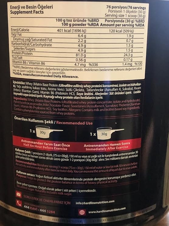 Hardline Whey 3Matrix Base 2300 Gr Çikolata