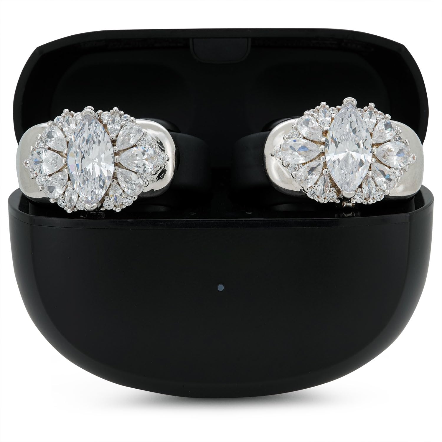 Diamond Protective Cover for Bose Ultra Open Earbuds, Made with AAAAA Cubic Zirconia Stones, Easy to Remove, Includes Carrying Box (Silver)