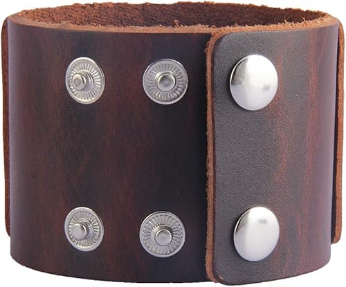 Miniatura 6 de GelConnie - Brazalete de piel, brazaletes trenzados punk, pulseras rock de piel, brazaletes góticos con correa ajustable, para hombre, mujer.