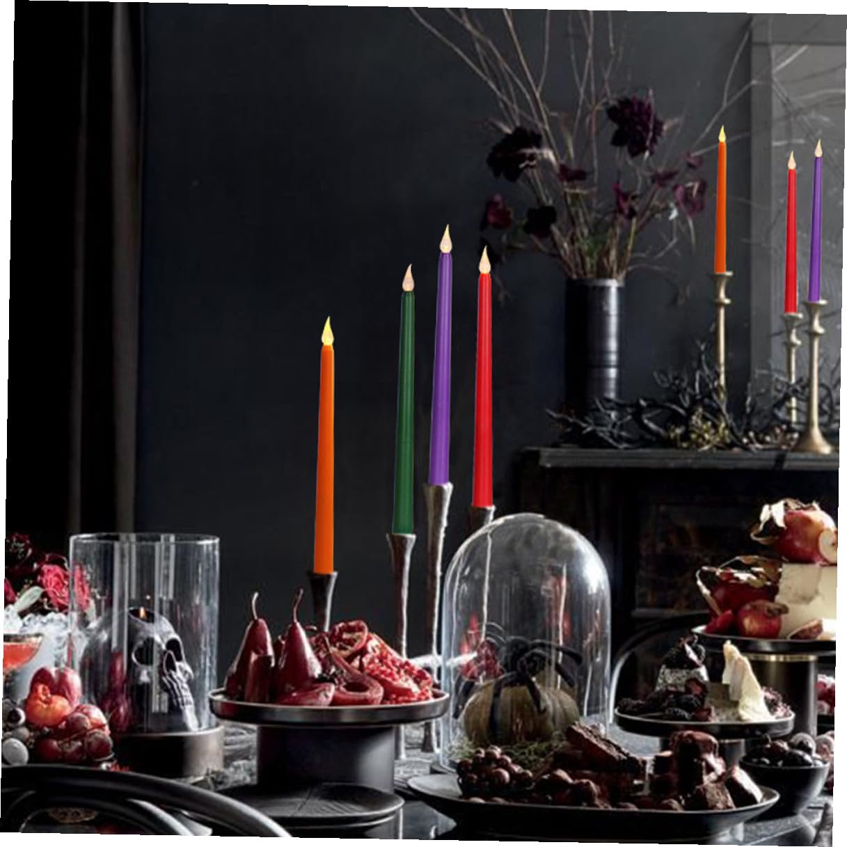 STOBAZA 12 Candele LED senza Fiamma Coniche Rosse, Luci a Batteria per Decorazioni Natalizie, Feste, Matrimoni e Ambienti Interni, Effetto Luce Calda Simulata, Set da 12 Pezzi in Plastica