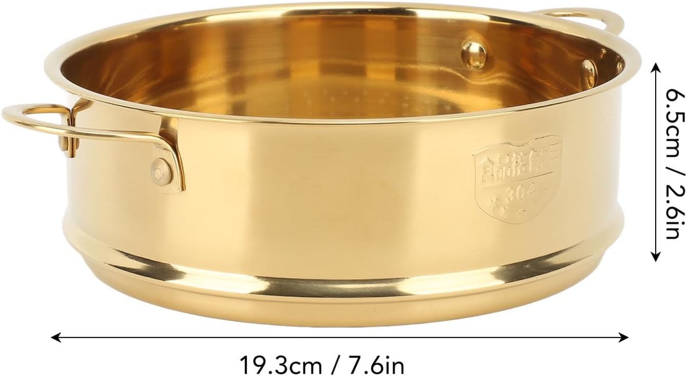 Stainless Steel Steamer Basket, Stacked Steaming Rack, Double Ear Steam Grid with Draining Design, Steamer Pot Steaming Cookware for Kitchen Buns Vegetable (Gold)