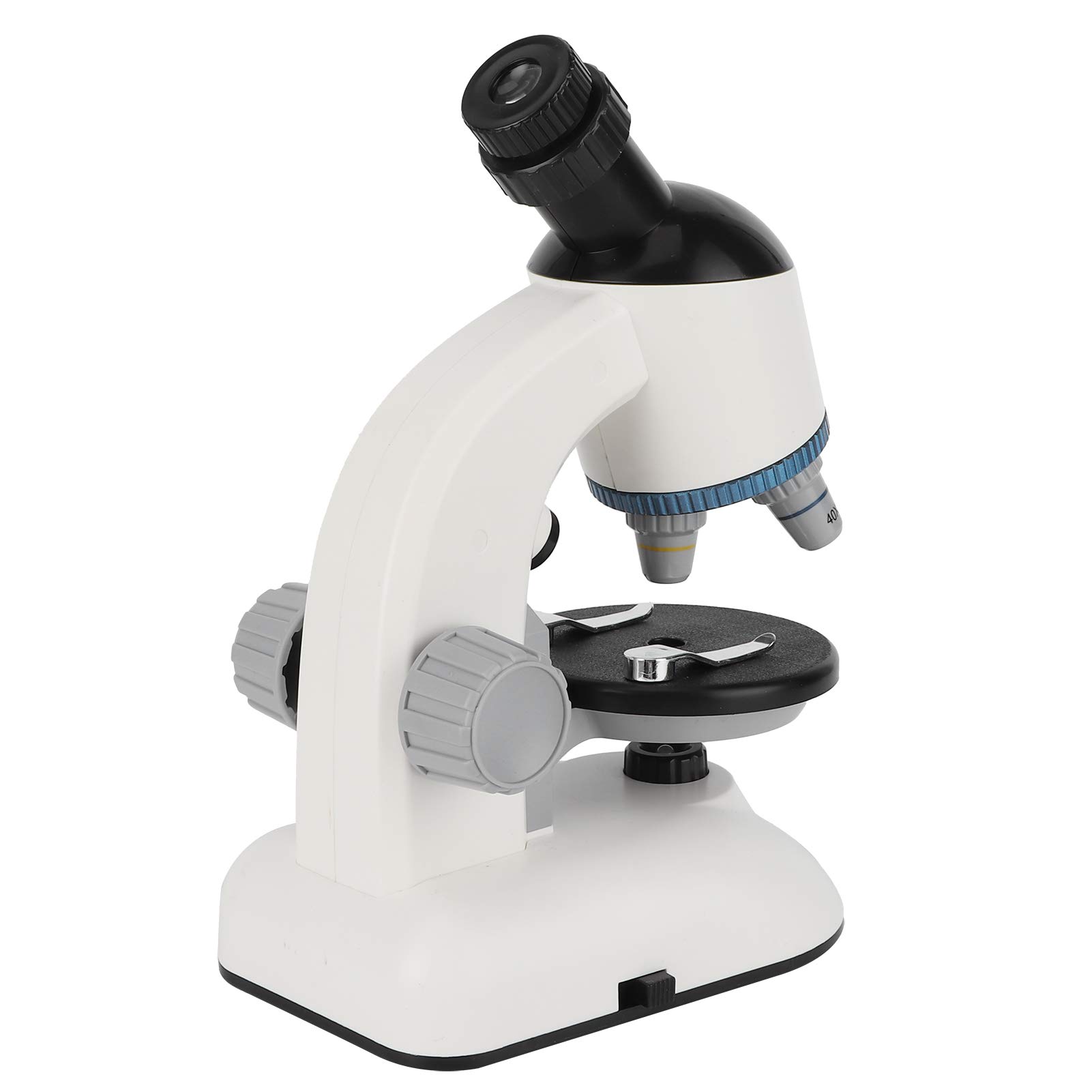 Giocattolo Educativo per Microscopio per Bambini 40X-1200X con Testa di Rotazione a 360° per Bambini Principianti - Plastica Ecologica - Dimensioni 153x92x232mm (Bianca)