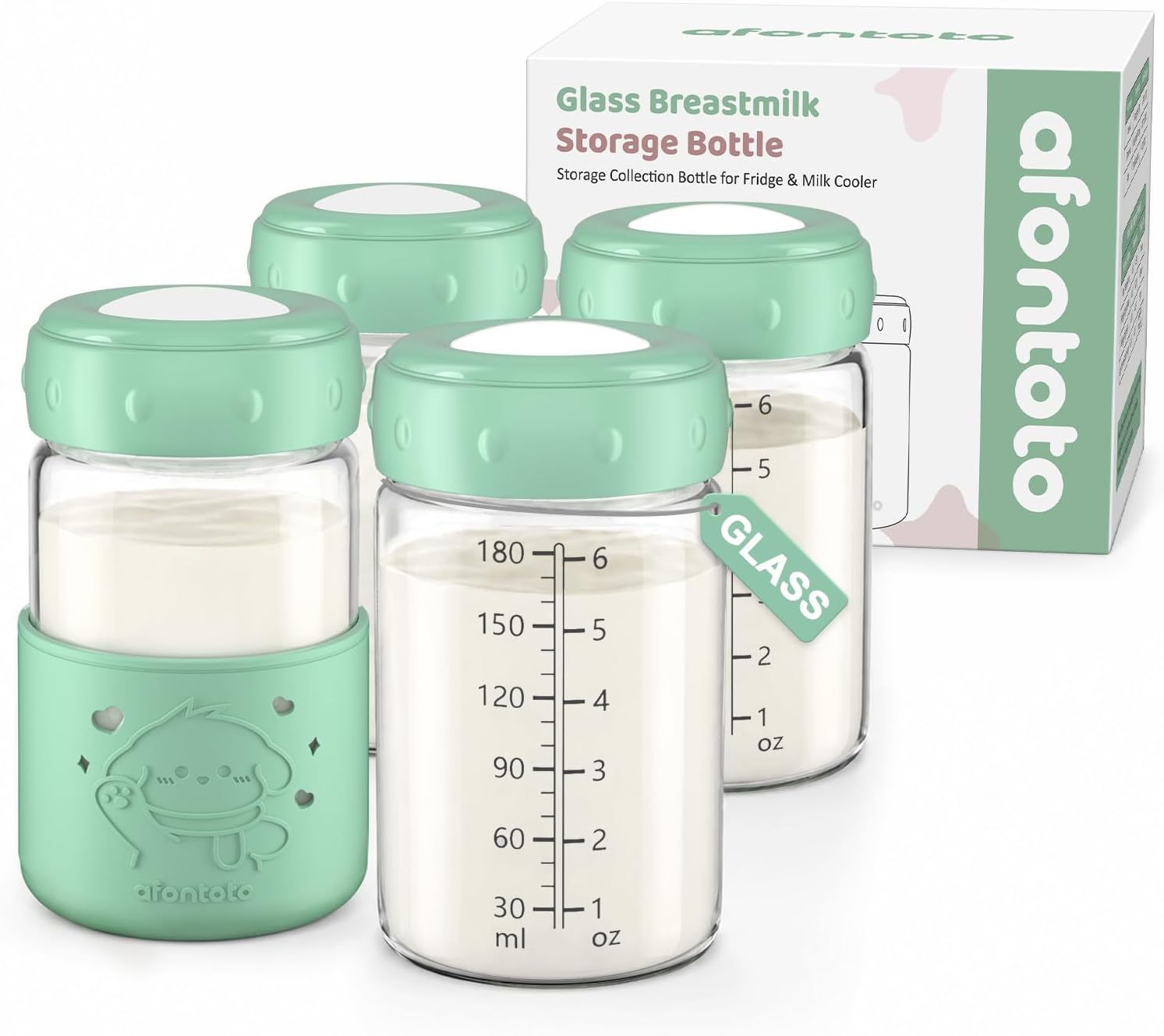 Glass Breastmilk Storage Bottles, Replacement Spectra Pump Bottles, BPA Free Wide Neck Borosilicate Glass Breast Milk Collection Baby Bottle with Silicone Sleeve, Breastfeeding Essentials, 6oz, 6 PCS thumbnail