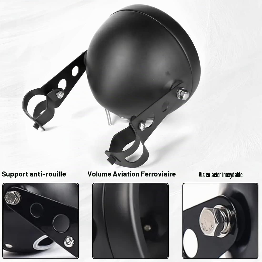 5 3/4 5.75 pouces Led phares logement seau compatible avec moto Harley-Davidson(noir)