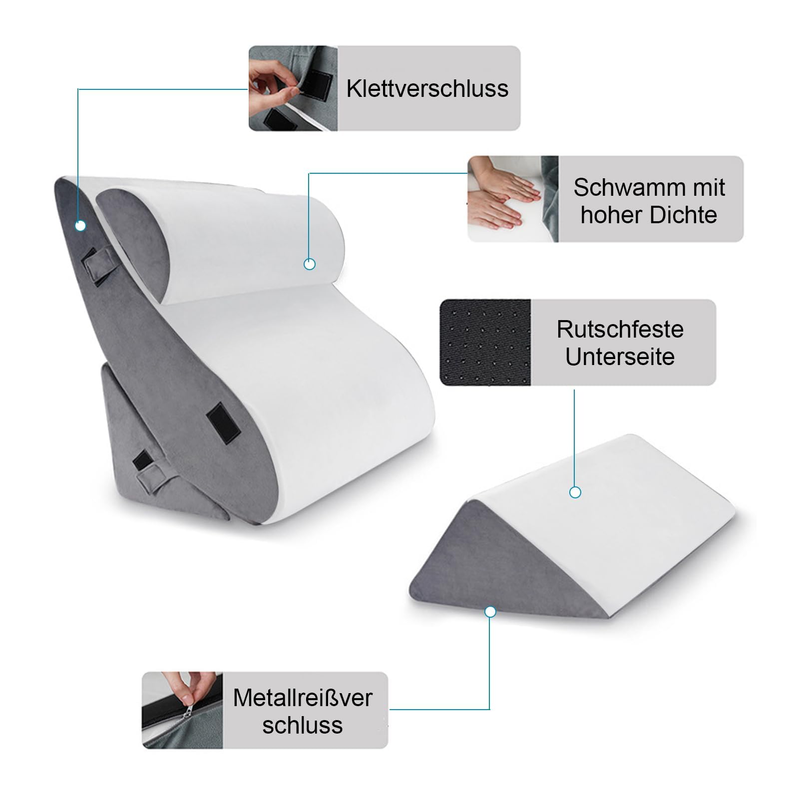 Set di 4 cuscini ortopedici per letto con sacchetti di stoccaggio e compressione, per alleviare dolori al collo, alla schiena e alle gambe dopo interventi chirurgici, contro russare e