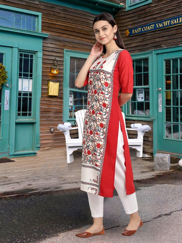 Image of Pinkmint Women's Printed Kurti for Women's Round Neck Straight Kurti for Women (Pack of 5 | Avaiable in Plus Size)