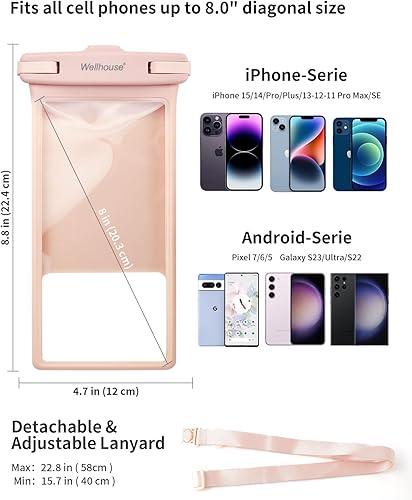 Miniatura 10 de Funda universal impermeable para teléfono con cordón para teléfono celular IP8X buceo al aire libre playa flotante bajo el agua hasta 7.0 pulgadas,