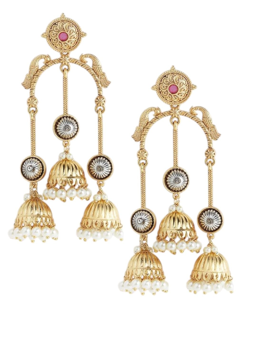 Jewellery Long Drop Earrings - Kashmiri Theme - For Women & Girls Stylish Latest-image-48
