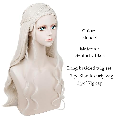 Miniatura 34 de Peluca rubia larga con trenzas de Probeauty, para cosplay, incluye casquillo de peluca, talla única