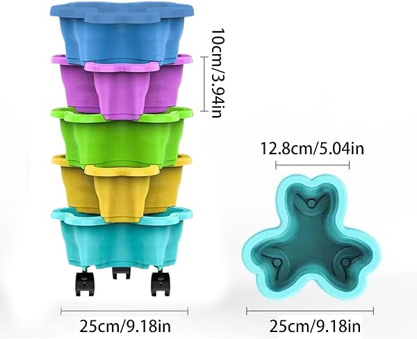 Stackable Planter - Weatherproof Multi-Tier Drainage | Indoor Outdoor Vegetable Pots with Stackable Structure and Premium Material with Efficient Drainage for Garden Yard Farm Patio Balcony Lawn Home - 2