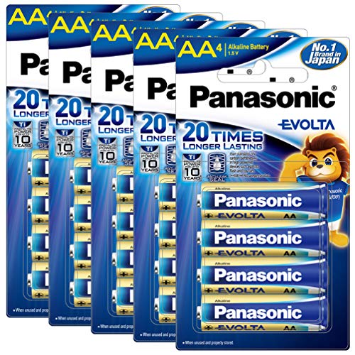 Image of Panasonic Evolta AA Alkaline 1.5V Battery, 20 Times Longer Lasting Than Standard zinc Carbon Batteries,Anti-Leak Seal,Protects Power for up to 10 Years-Pack of 20