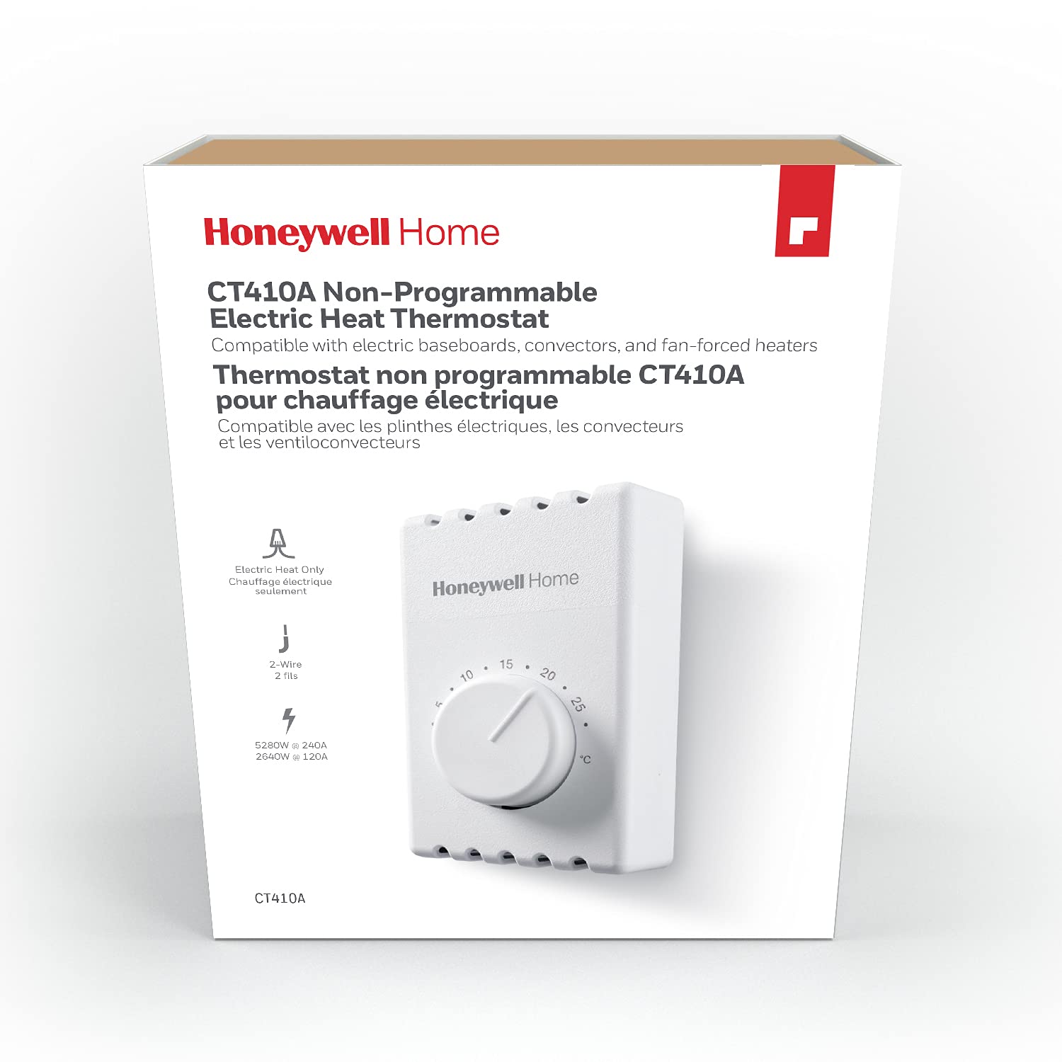 Honeywell Home White Manual Line Voltage Baseboard Thermostat  (CT410A1001/E1), Thermostats - Amazon Canada