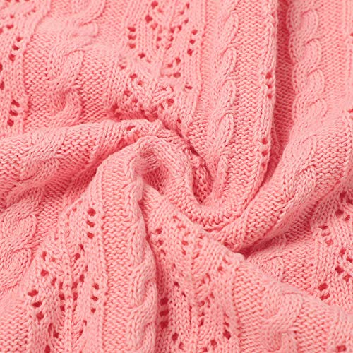 Lawkul Neutral Baby Blankets 100 Cotton Breathable Baby Girl Receiving Blankets Swaddle Crochet Baby Blanket Newborn Gender Neutral Pink Knitted Baby Blankets Size 40X30 Inches #TOP5