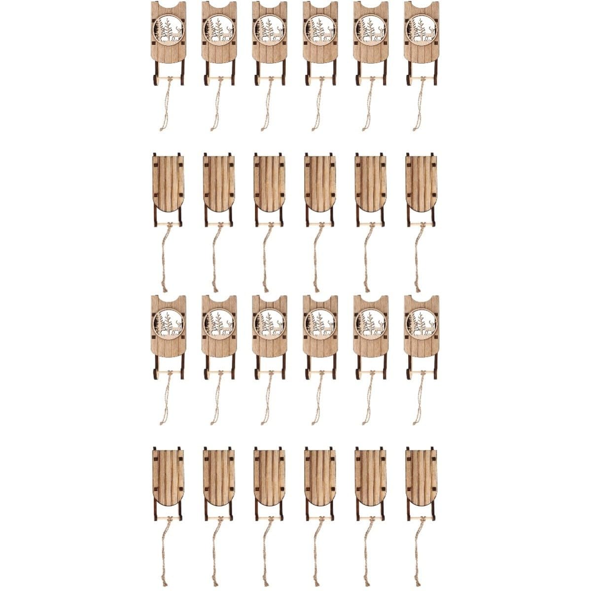 Didiseaon 24 Piezas Adorno de Trineo de Madera DIY para Árbol de Navidad,