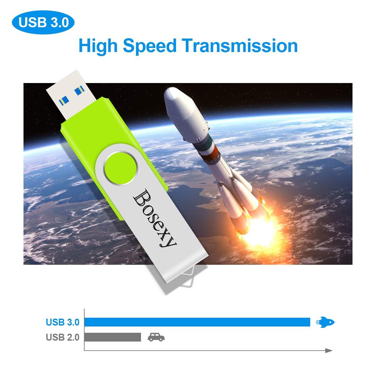 Chiavetta USB 3.0 da 32 GB, design girevole, con pollice ad alta velocità, per foto e video (Mixcolors: blu, viola, rosso, verde, arancione)