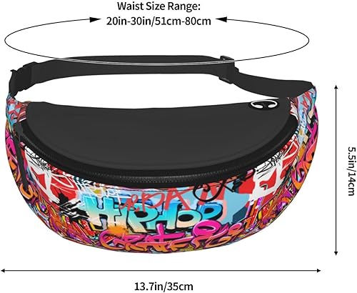 Miniatura 107 de Graffiti Instrument Music 80s 90s Microphone Fashion Casual Fanny Pack Waist Bag Men Women Adjustable Belt Waist Bag For Travel Hiking Cycling