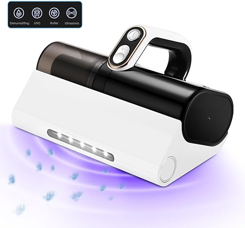 Aspirador de cama, limpiador de colchón UV de mano con luz LED y alta tecnología de calefacción, potente aspiradora de colchón profundo de 500 W,