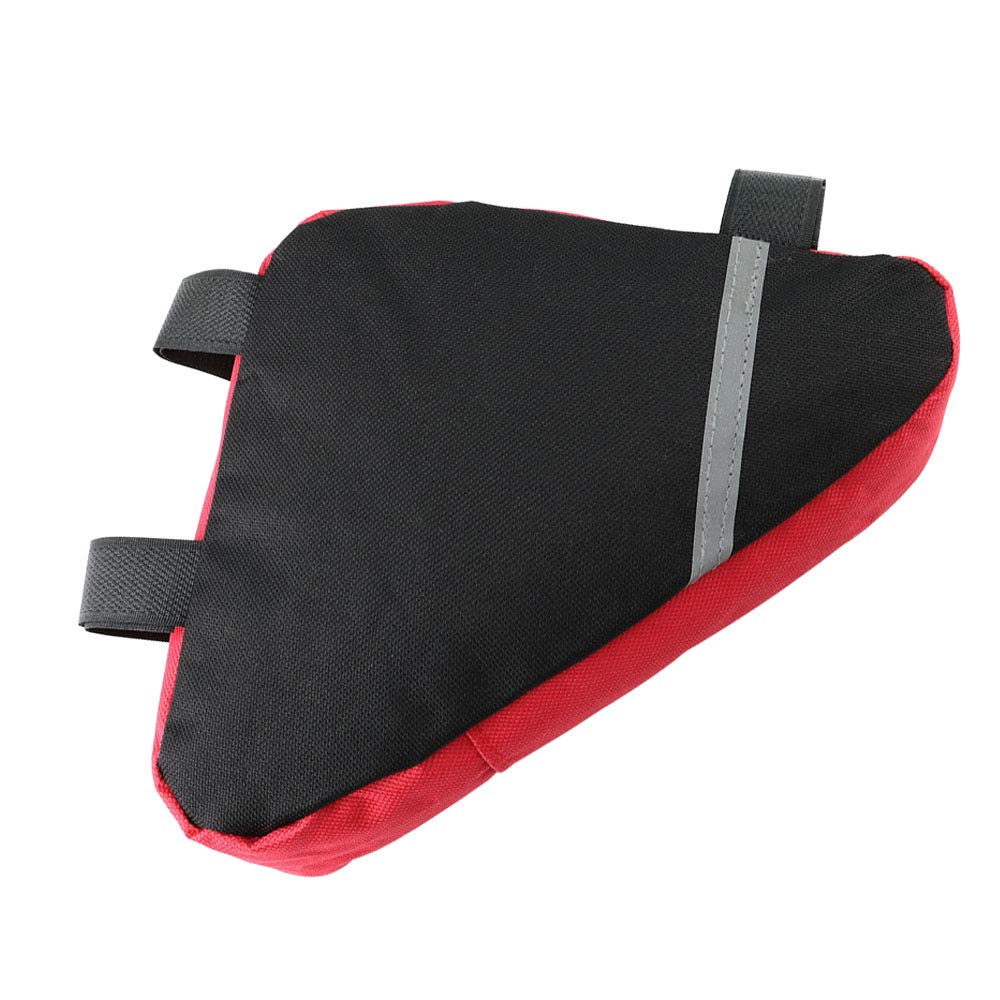 Borsa Triangolare Bicicletta, Borsa Triangolo Telaio Anteriore Bici, Borsa Triangolare Impermeabile Nylon, con Striscia Riflettente (Rosso)