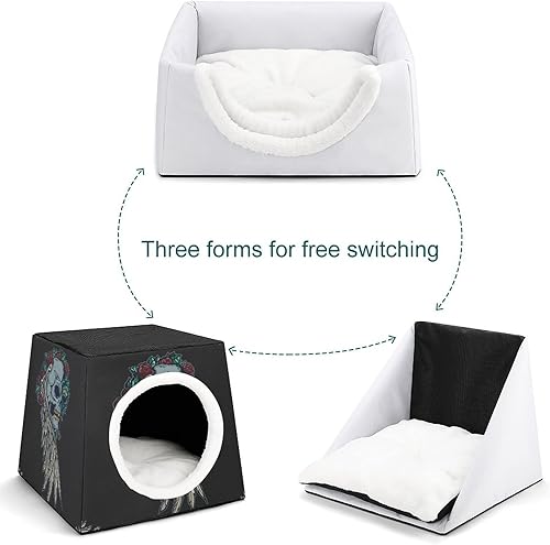 Miniatura 5 de Casas de gatos y hábitats personalizados con diseño de cubo de gato y condominio para interiores y mascotas, sofá cueva, calavera de terror