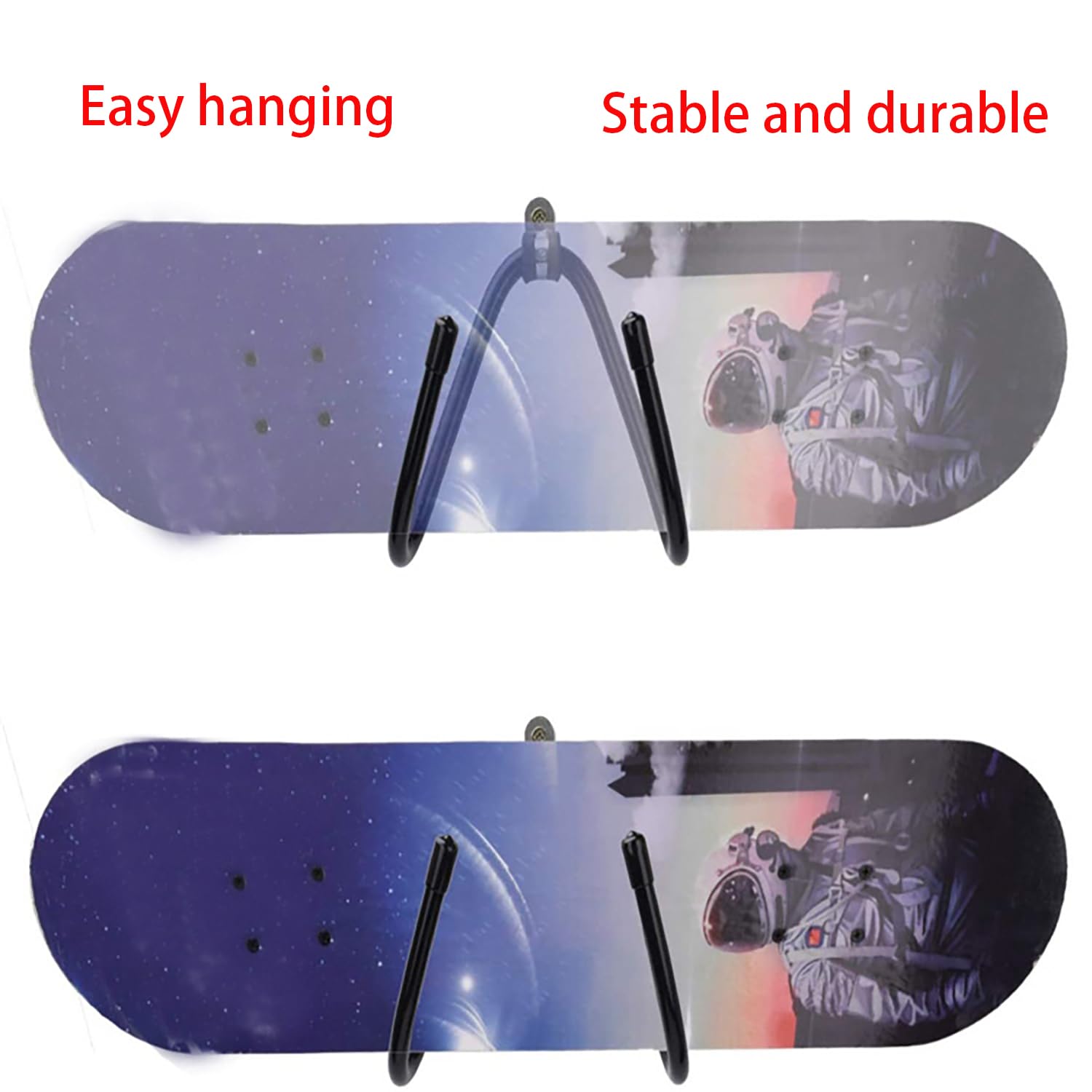 Uchwyt ścienny na deskę longboard – czarny, 17 x 7 x 6 cm, wieszak na haczyki, uchwyt ze śrubami do zawieszenia, do Pennyboard, gitary, stojak, uchwyt ścienny, stojak na gitarę,