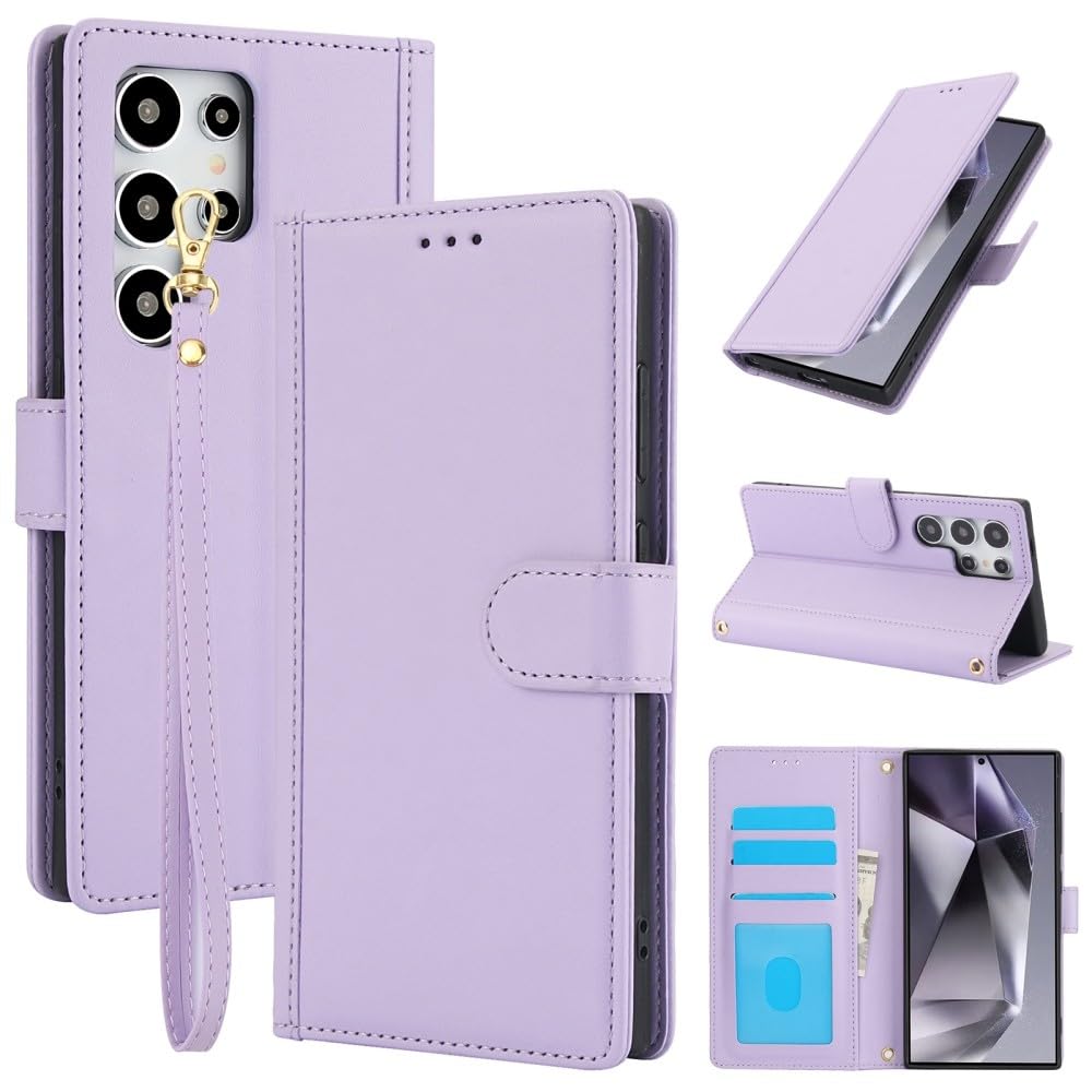 Generic Étui compatible avec Samsung Galaxy S20 Ultra (couleur : violet) Étui portefeuille à rabat magnétique uni en cuir