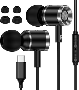Samsung Wired Headphones In-Ear Earbud for Samsung Galaxy A17 A16 A15 A35 S25 Ultra S24 S23 S22 S21 S20 USB C Earbuds with Micphone Bass Stereo Noise Canceling Earphone for Pixel 10 9 Pro XL 9a 8a 8 7