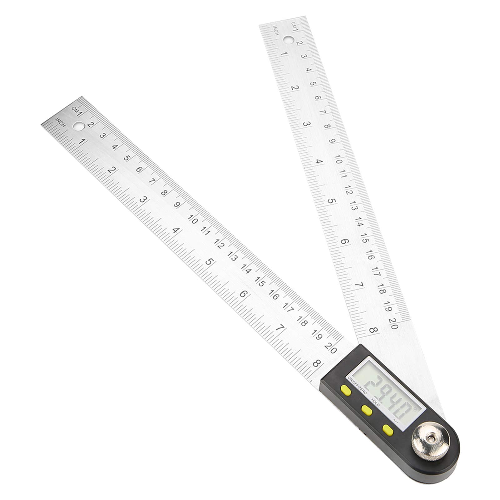 Akozon Rapporteur Règle, 0–200 mm en Acier Inoxydable électronique Goniomètre de Rapporteur numérique Viseur d'angle à Onglet Jauge Règle