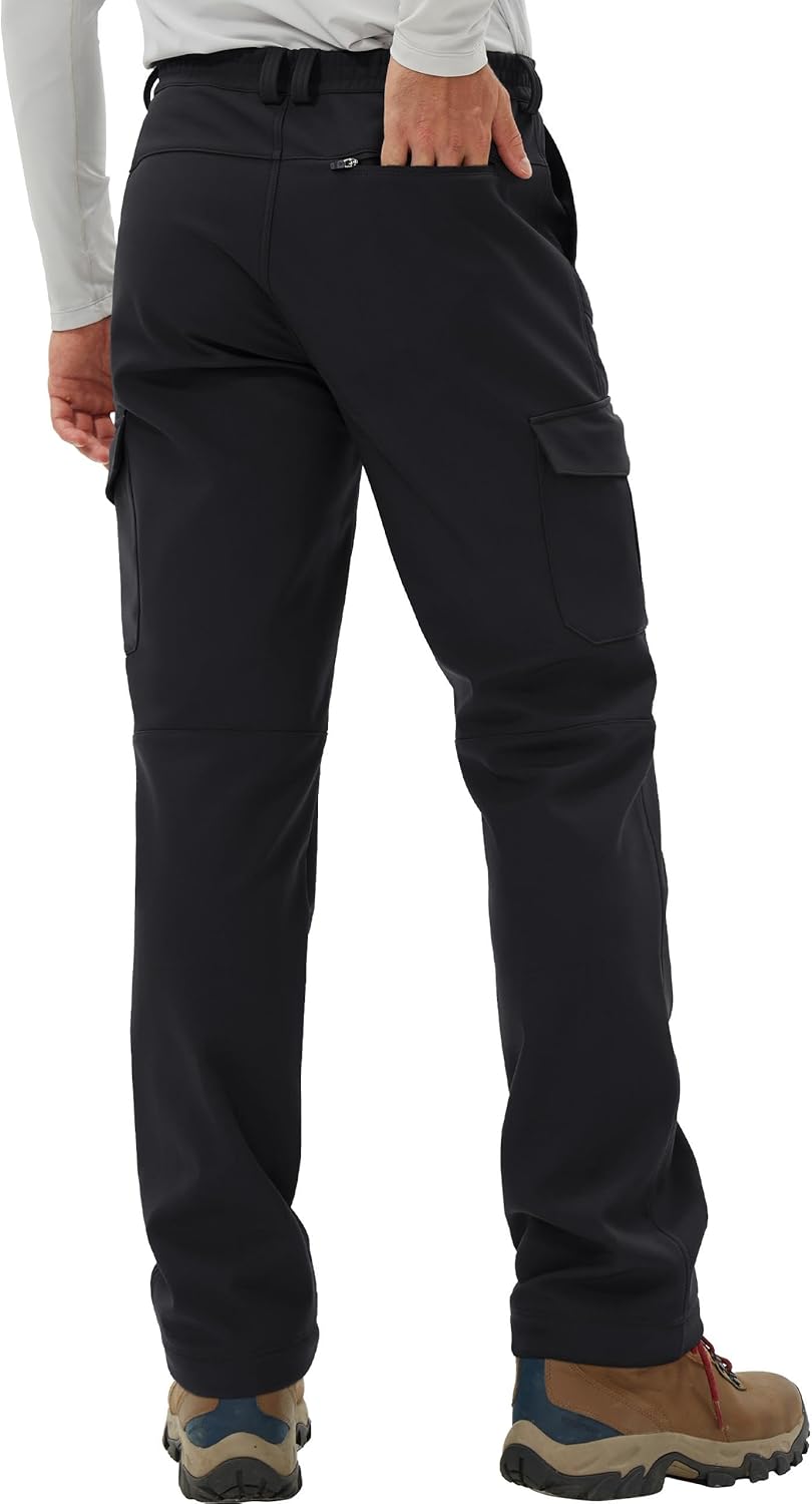 Pioneer Camp Men's Hiking Cargo Pants Fleece Lined Softshell Waterproof Work Pant Snow Ski Insulated Warm Winter Pants - Image 4