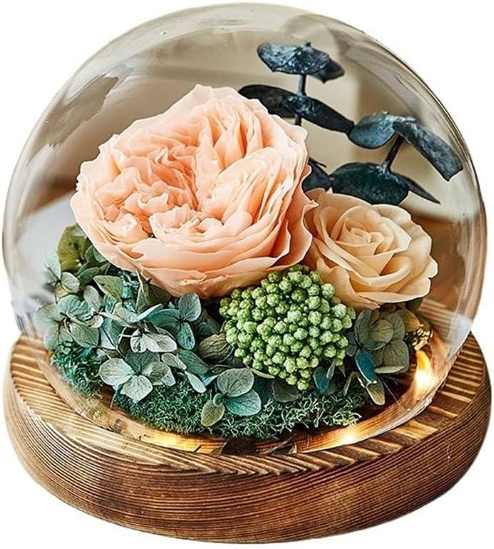 Dry Flower Bouquet Decoration, eternals Gift Box, Glass Cover, Valentine's Day Birthday for Girlfriend