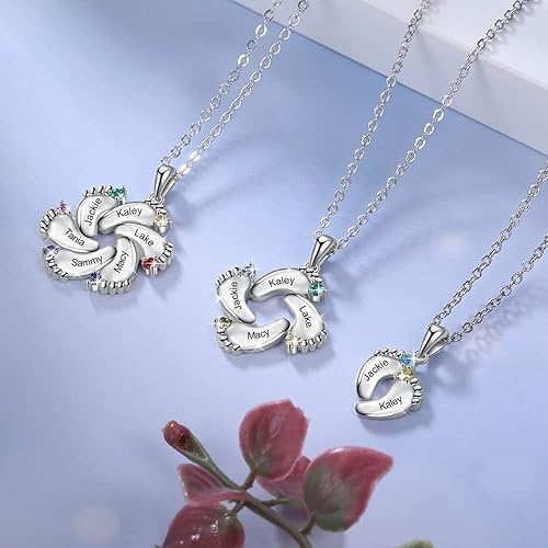 Miniatura 6 de Wendy Made Personalized Mothers Christmas Necklace for Mom - Custom 1-6 Birthstones Name Necklace for Mother Daughter - Family Name Necklace for