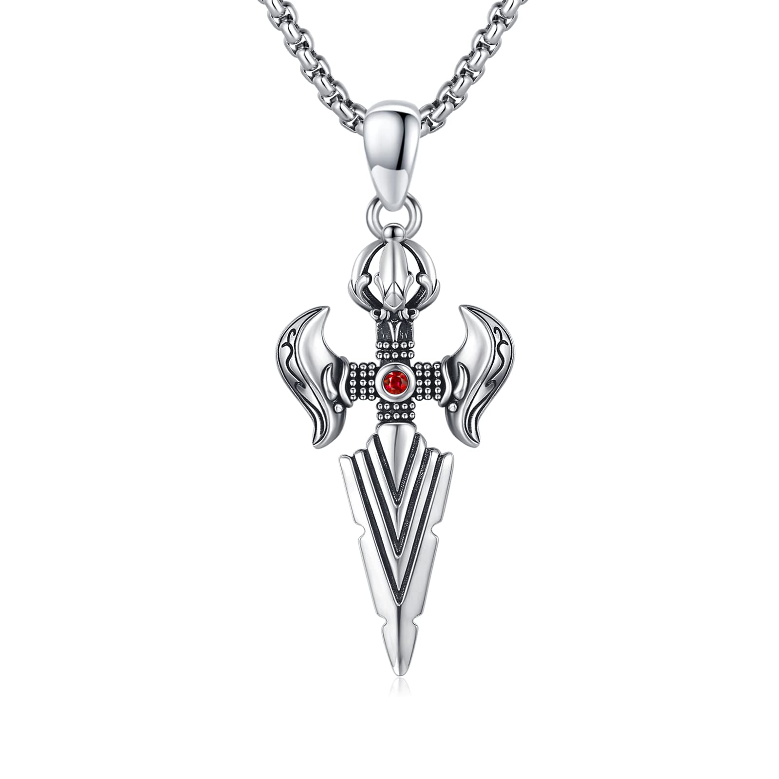 REDSUN ViKing ViKing łańcuszek z motywem strzały wikingów, młot Thora, srebro wysokiej próby 925, wisiorek w kształcie krzyża, wisiorek celtycki, amulet, biżuteria dla mężczyzn, dla mężczyzn, dla