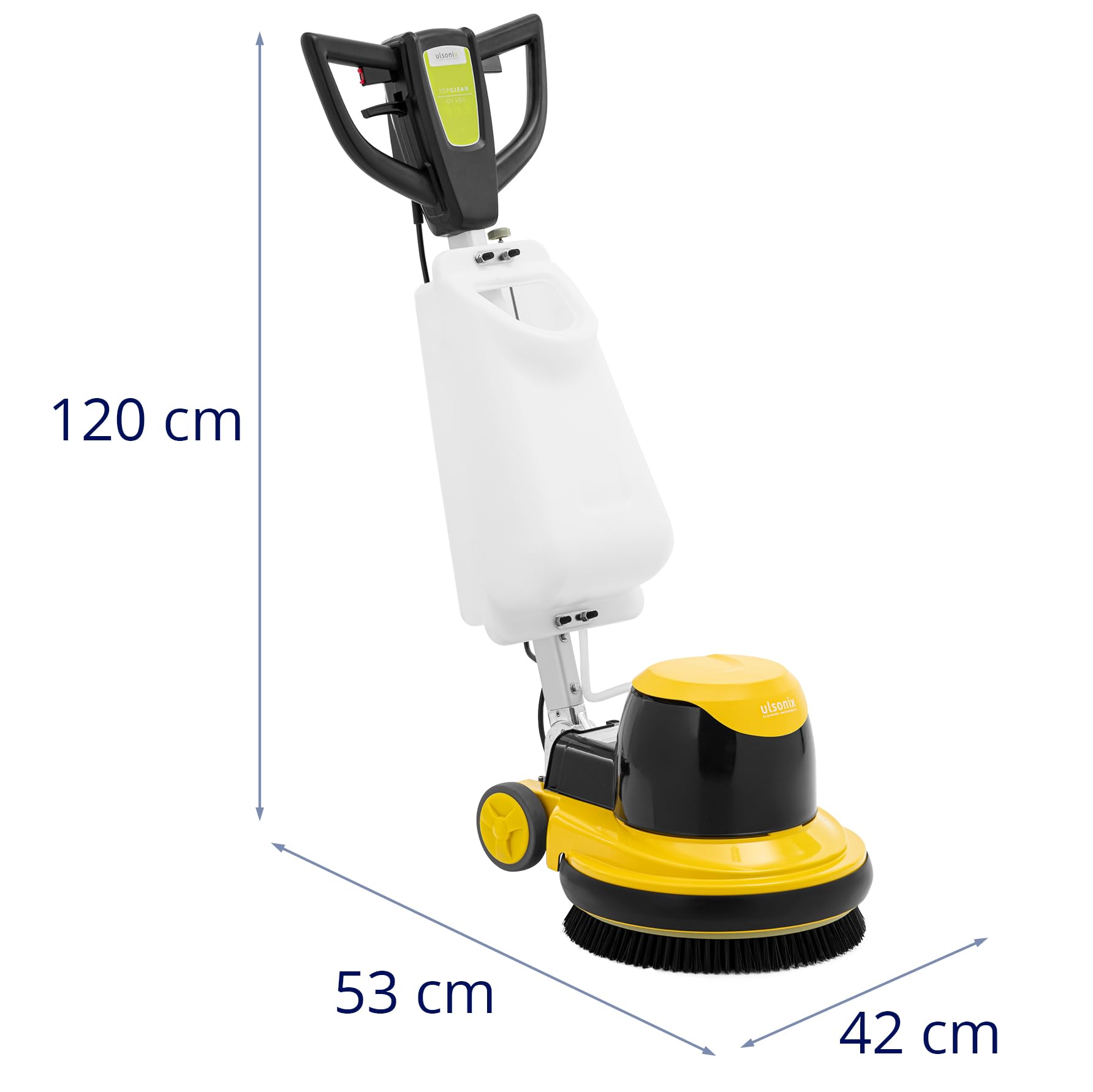 TOPCLEAN O1100 - Cepillo para máquina monodisco, 43 cm, 15 l, agua dulce, 2 cepillos, interruptor de alimentación y protección en el mango, 1100 W, 154 rpm, pulidora de suelos