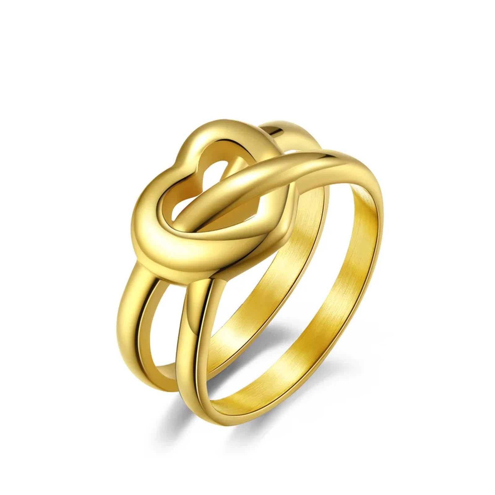 Ring Ringe Damen Bijouterie Herren Liebesförmiger Doppelkreisring Für Heiratsantrag Und Verlobung, Rostfreier Damen-Handschmuck Für Den Urlaub