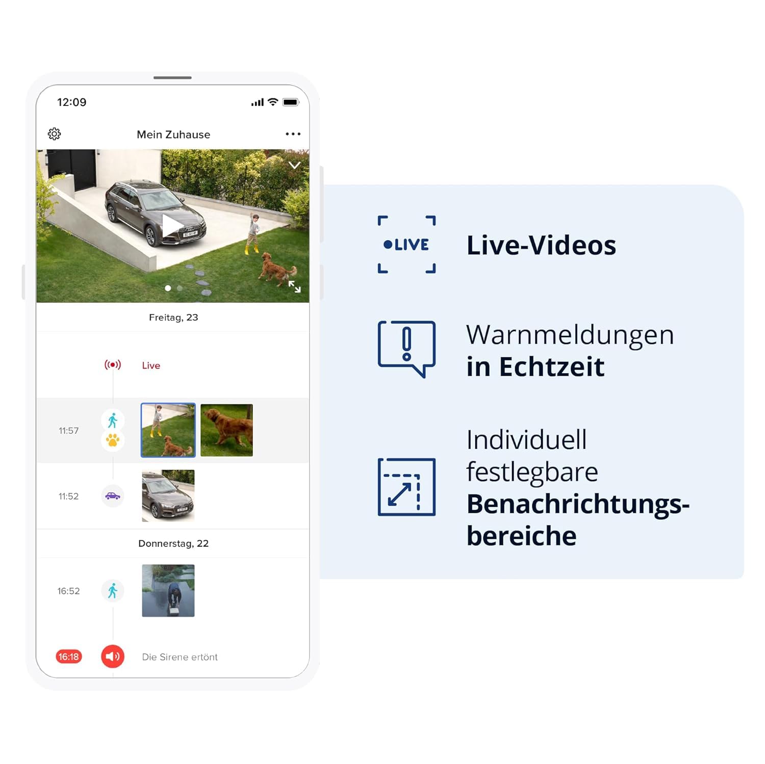 Netatmo Smarte Überwachungskamera für den Außenbereich mit 105 dB Sirene, WLAN, integrierter Beleuchtung, Bewegungserkennung, Nachtsicht, ohne Abonnement, weiß, NOC-S-W-DE