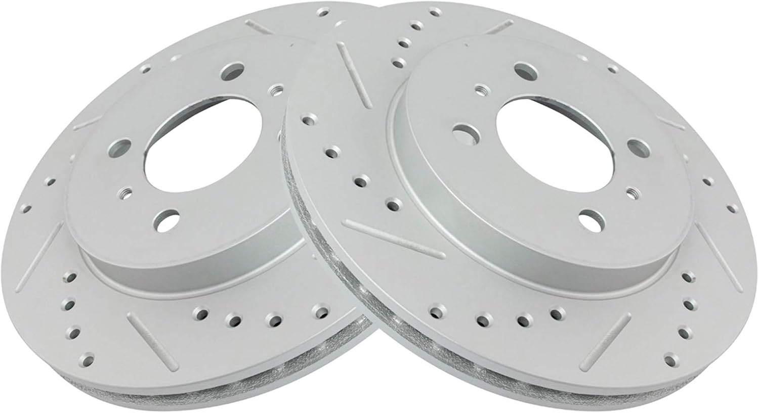 TRQ Front Performance Brake Rotors Set Premium G-Coated Cross Drilled & Slotted Compatible with 2002-2006 Mitsubishi Lancer 1999-2002 Mirage