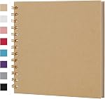 Finksy 7 x 7 Inch DIY Scrapbook Photo Album Brwon 40 Pages Hardcover Kraft Blank Memory Book for Wedding and Anniversary Family