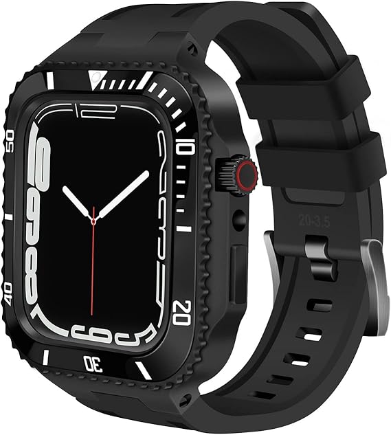 cnhkau modification kit strap for apple watch band 45mm 44mm metal caseceramics bumper mod kit cover for iwatch 8 7 6 5 4 se rubber belt