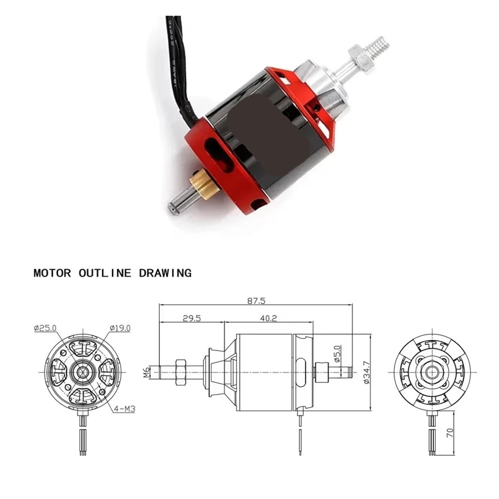 Motor sin escobillas C3542 920KV 1400KV Outrunner 2-4S, Compatible con avión RC Planeador Fijo Quadcopter Dron de Carreras visión en Primera Persona