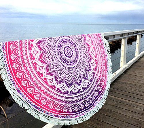 Aakriti Gallery Serviette de Plage Nappe Tapisserie de Plage Tapis de Yoga Rond Mandala