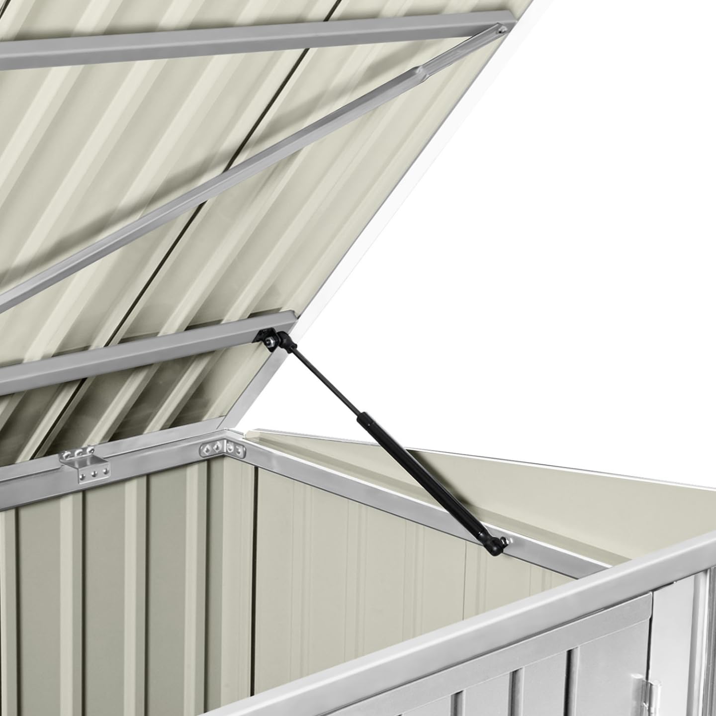 IDMarket - Gartenhaus aus Metall, hellgrau, abschließbar, mit Mehreren Aufbewahrungsmöglichkeiten für Fahrräder, Werkzeuge und Mülltonnen
