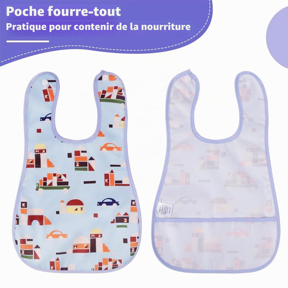 Aolso Bavoirs Bébé 7pcs - Imperméable et Lavable, Bandana avec Grandes Poches, Alimentaires pour Garçons et Filles