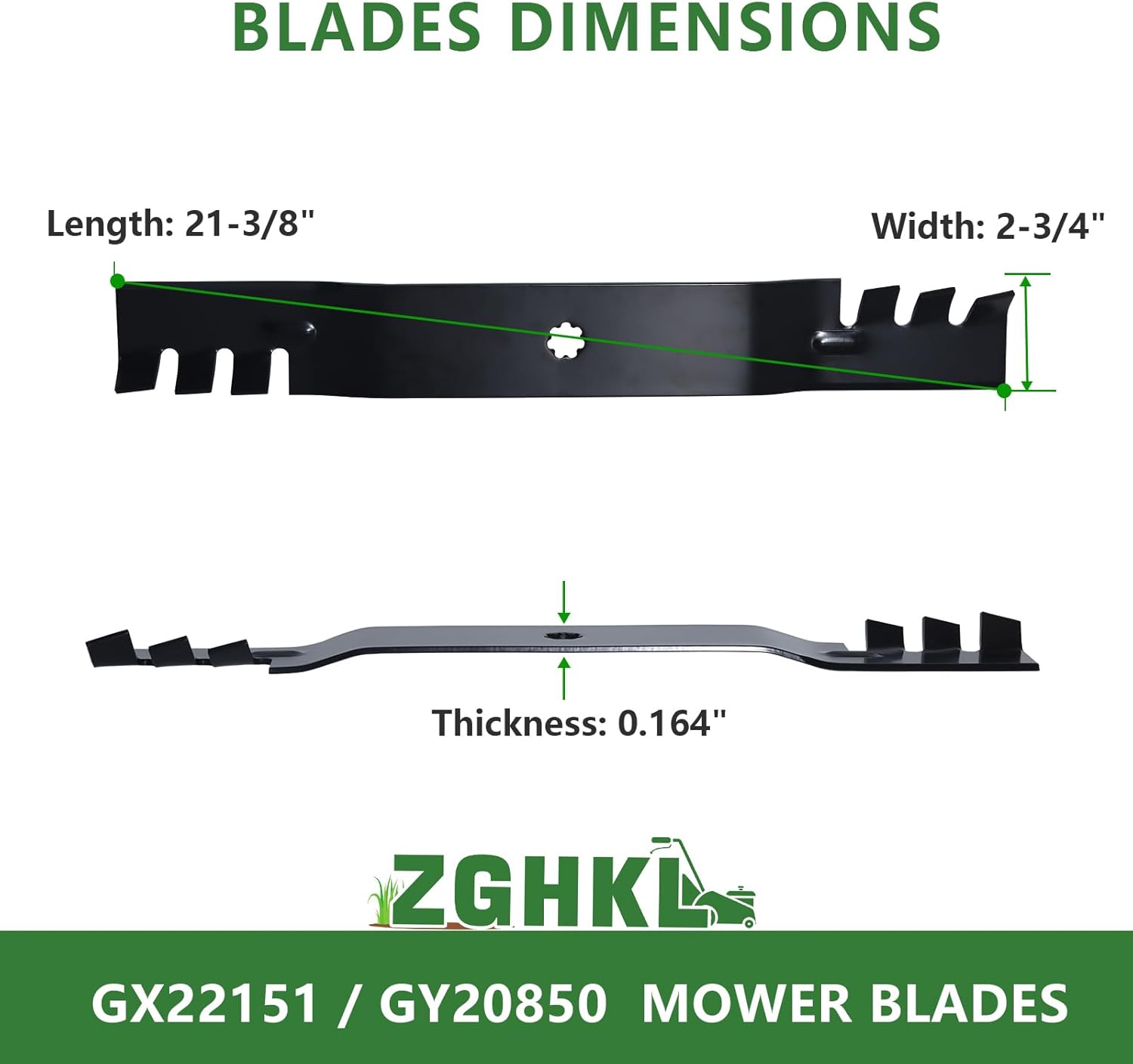 GX22151 GY20850 Lawn Mower Blades Gator Mulching Blades for John Deere 42 Inch Deck Riding Mower Replacement for S100 D110 D130 LA135 AM141033 AM131033 AM137333 AM137328 2Pack