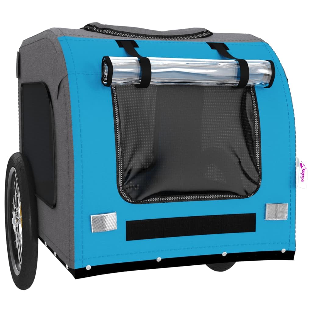 Homgoday Remolque de bicicleta para animales azul y gris Oxford y hierro, mueble carro para perro, carro para bicicleta, carro para perros, transportín perro bicicleta modelo 93841
