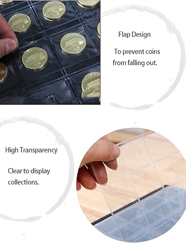 Vista 11 de AITIME - Soporte para monedas de 12 bolsillos para coleccionistas, páginas estándar de 9 agujeros para carpetas de almacenamiento, 10 hojas de 10