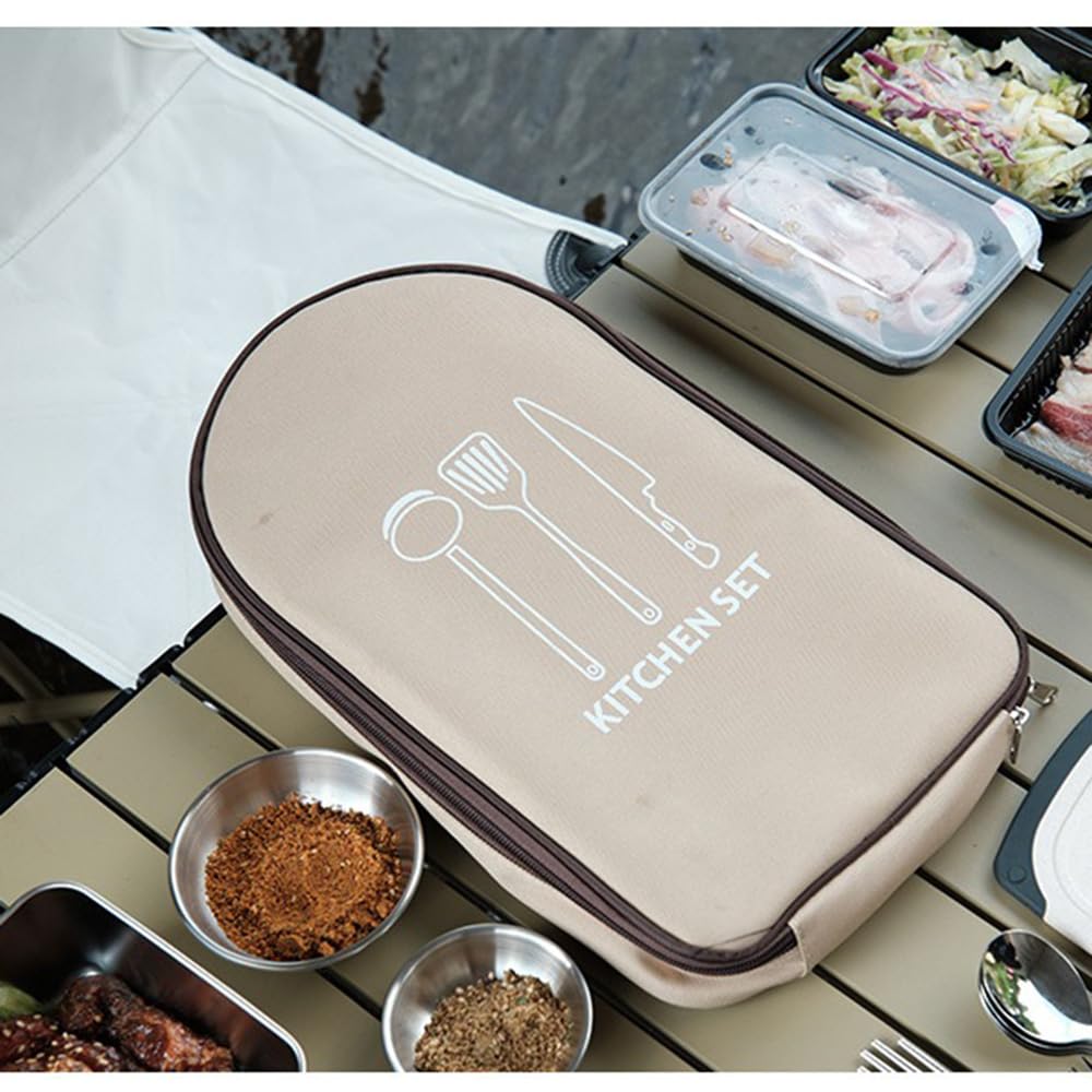 21/9 Teiliges Camping Geschirr Set Edelstahl, Picknick Camping Besteck Set, Outdoor Reisebesteck aus Edelstahl mit Messer, Gabel, Löffel für Reisen, Wandern (21, Grün)