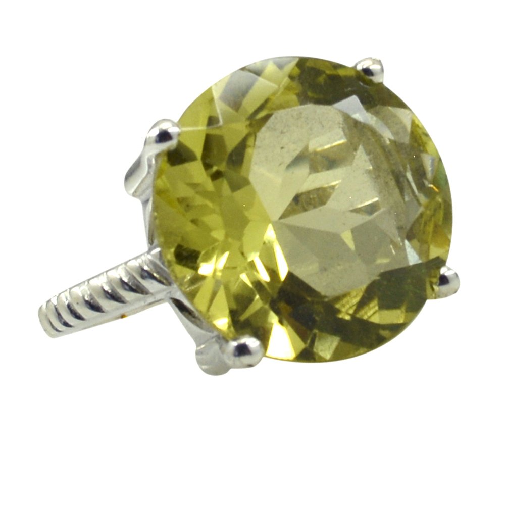 Bague de promesse argent et quartz citron rond Pierre véritable - 5