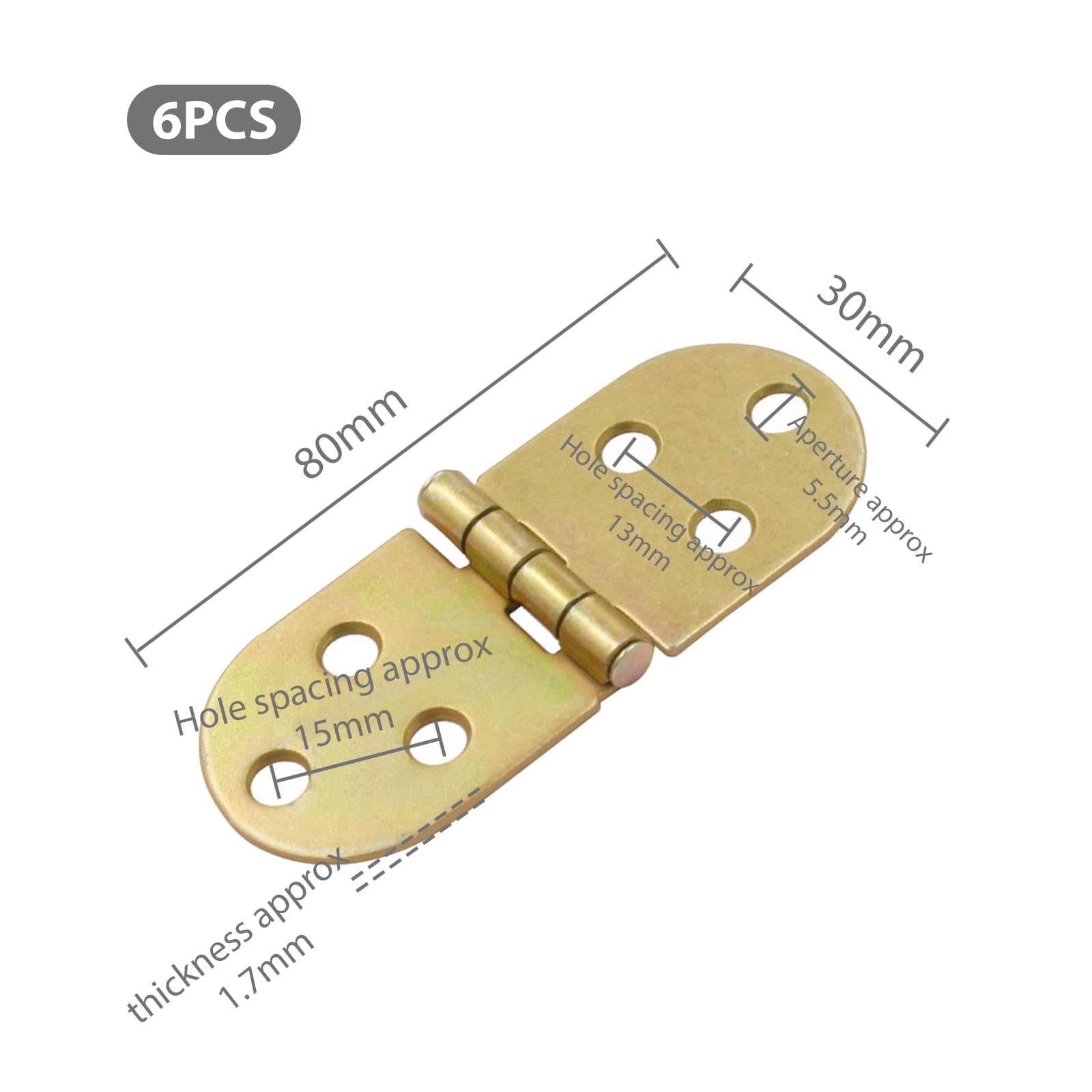 CLKE 6 Pcs Small Hinges, Rounded Edge Folding Hinge, Flip Top Hinges, 180 Degree Flip Hinge - Image 2