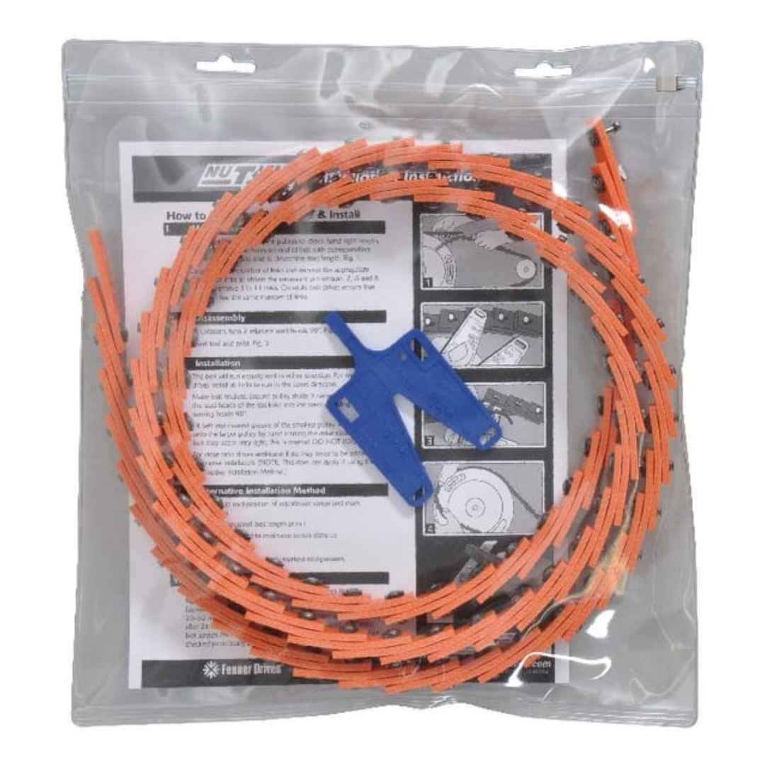 Fenner Drives L01Z5 Nutlink Cinghie di Trasmissione Trapezoidali, Z10 Sezione, PoliesterePoliuretano, Larghezza 10 mm, Lunghezza Complessiva 5 m, Arancione