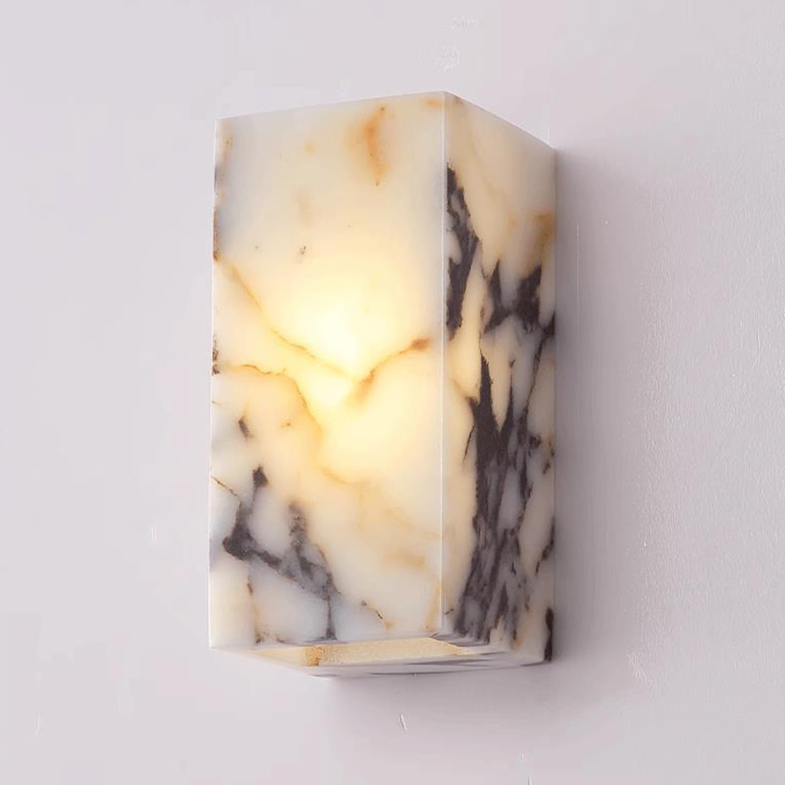 SXWNBIFH Creativity Alabaster Sconce Marble Wall Sconce Living Room Bathroom Vanity Wall Sconce Lighting Stone Marble Wall Lamp for Bedroom Corridor Stairs Restaurant(Large)